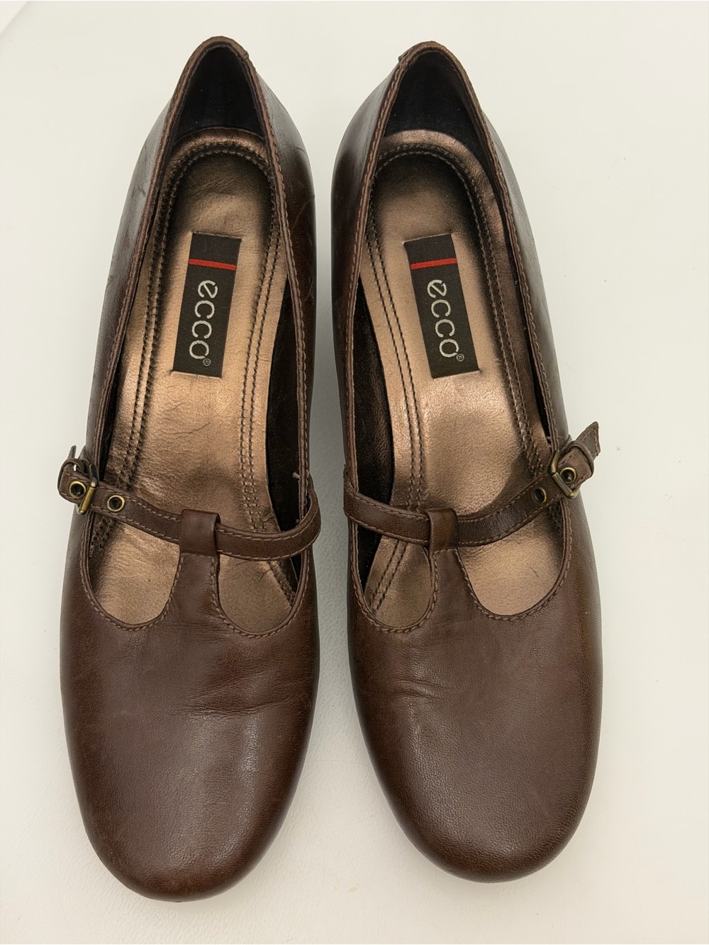 ECCO Brown Leather Mary Jane Pumps – Women’s Size 39